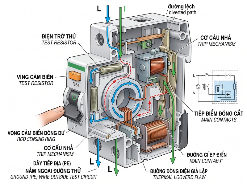 Nút Test RCBO dùng để làm gì và kiểm tra thế nào?